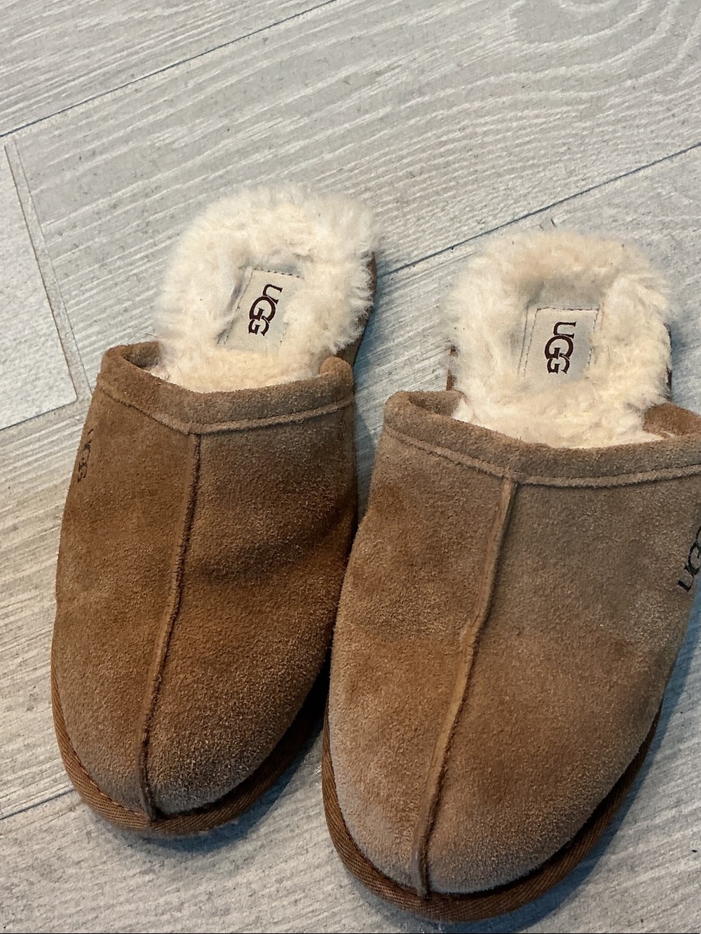 UGG Women’s Chestnut Suede Shearling Clog Slippers Sz 7 #1115139